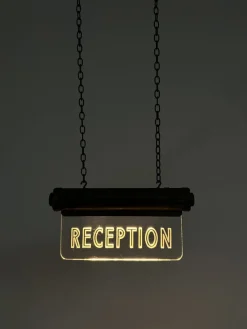 Pamono Art Deco Brass Illuminated Cinema Reception Advertising Sign from Flambosign, 1930s><noscript><img width=