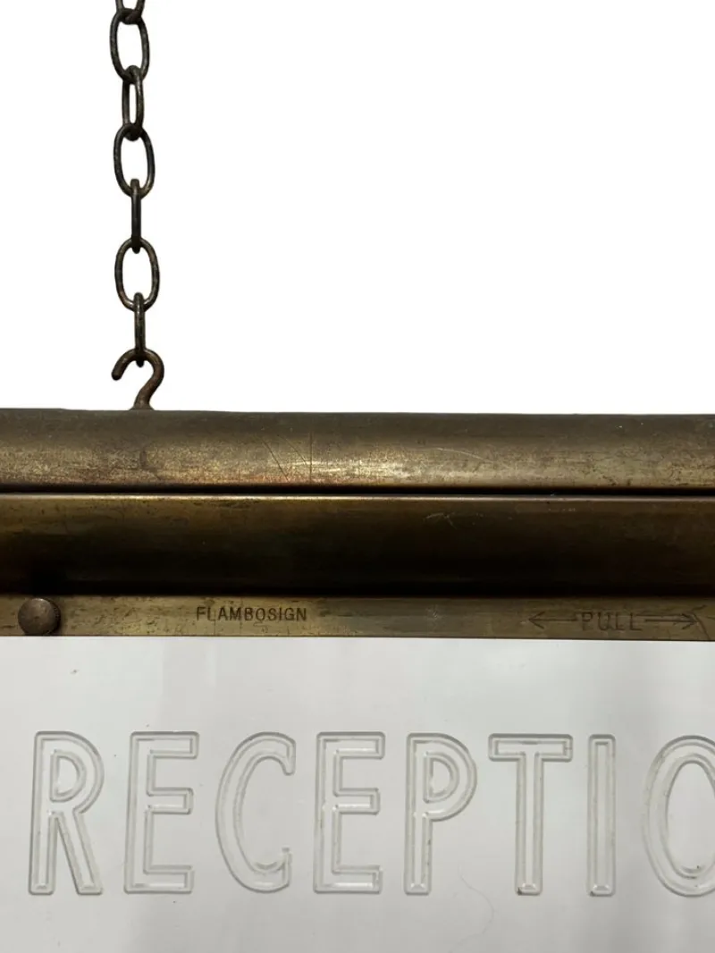 Pamono Art Deco Brass Illuminated Cinema Reception Advertising Sign from Flambosign, 1930s> Wall Decor