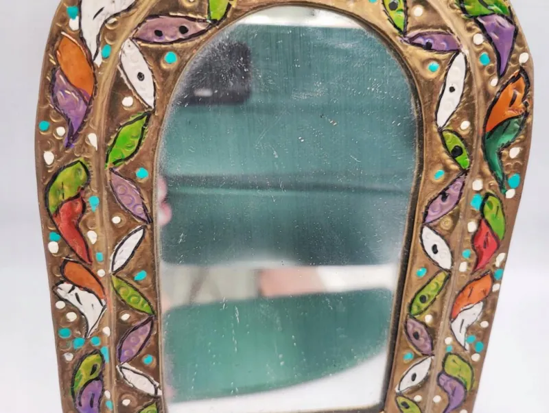 Pamono Art Deco Brass Mirror, 1920s> Mirrors
