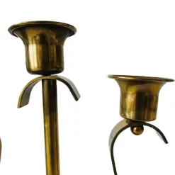 Pamono Art Deco Brass 3-Point Candlestick, 1920s><noscript><img width=