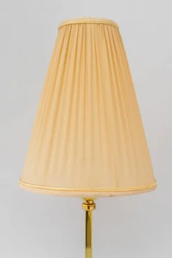 Clearance Pamono Art Deco Brass Table Lamp with Fabric Shade, Vienna, 1920s