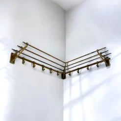 Online Pamono Art Deco Brass Wall Corner Coat and Hat Rack, 1920s