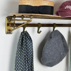 Online Pamono Art Deco Brass Wall Corner Coat and Hat Rack, 1920s