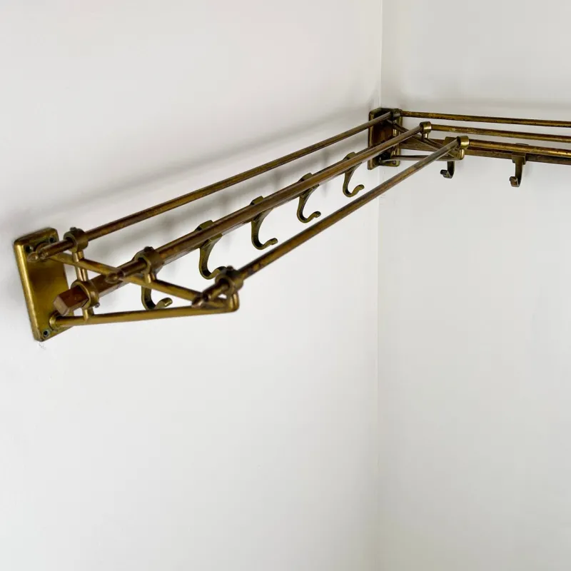 Online Pamono Art Deco Brass Wall Corner Coat and Hat Rack, 1920s