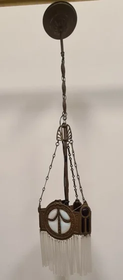 Online Pamono Art Deco Bronze and Glass Chandelier