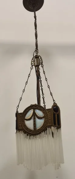 Online Pamono Art Deco Bronze and Glass Chandelier