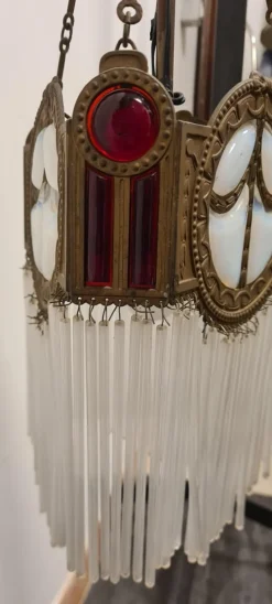 Online Pamono Art Deco Bronze and Glass Chandelier