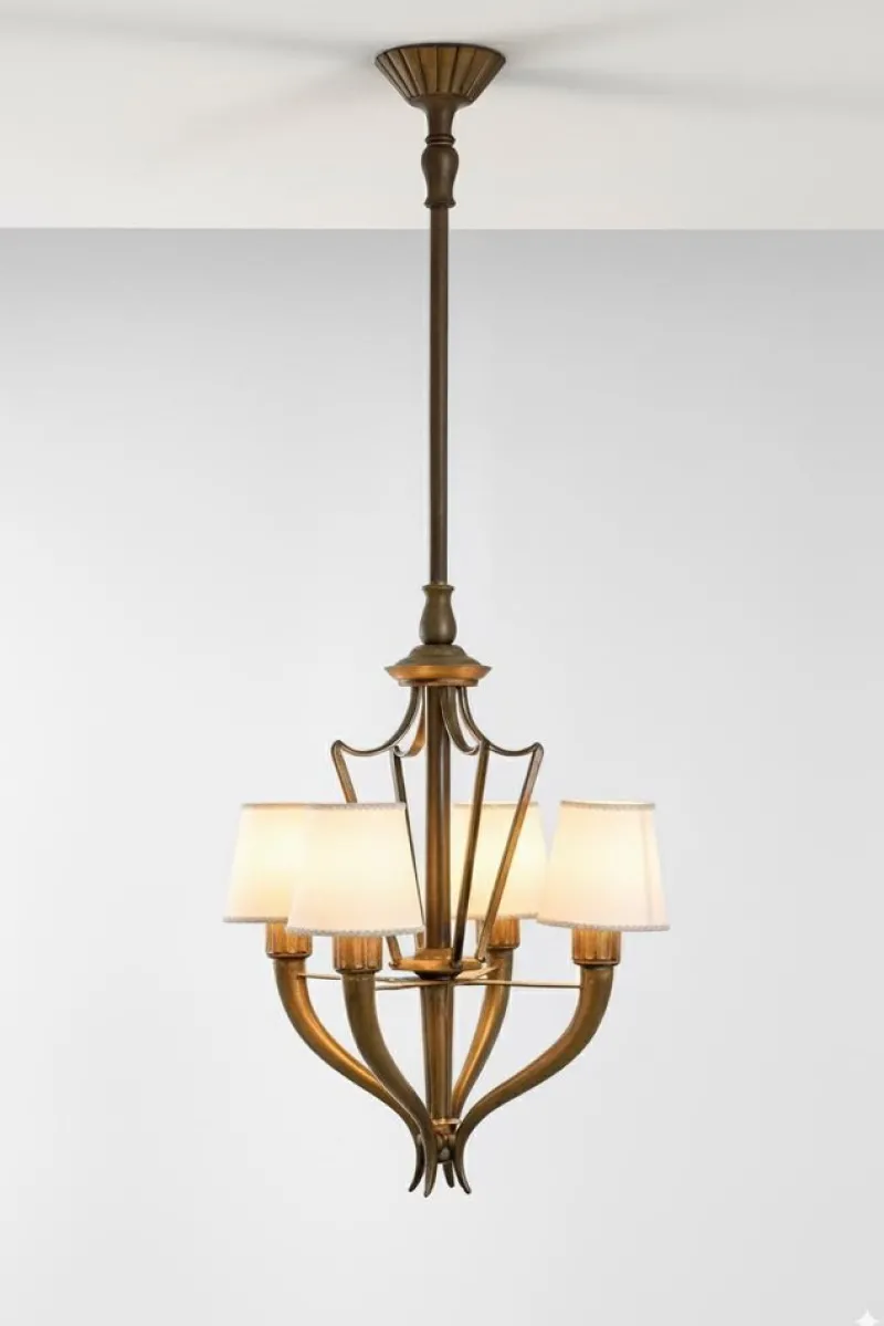 Outlet Pamono Art Deco Bronze Chandelier attributed to Emilio Lancia for Italo Carlotti, Italy, 1930s