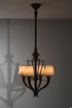 Outlet Pamono Art Deco Bronze Chandelier attributed to Emilio Lancia for Italo Carlotti, Italy, 1930s