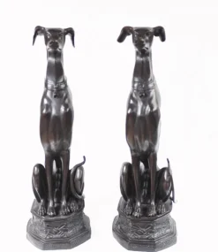 Pamono Art Deco Bronze Greyhound Dogs Grey Hounds Statue, Set of 2><noscript><img width=