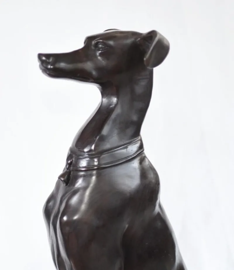 Pamono Art Deco Bronze Greyhound Dogs Grey Hounds Statue, Set of 2> Art Deco