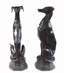 Pamono Art Deco Bronze Greyhound Dogs Grey Hounds Statue, Set of 2><noscript><img width=