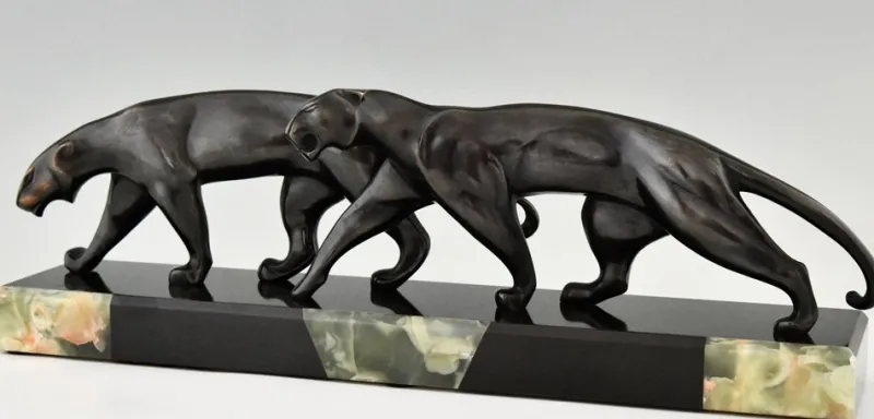 Pamono Art Deco Bronze Panther Sculpture by Michel Decoux in Bronze, 1920s> Art Deco