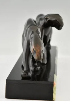 Pamono Art Deco Bronze Panther Sculpture by Michel Decoux in Bronze, 1920s><noscript><img width=