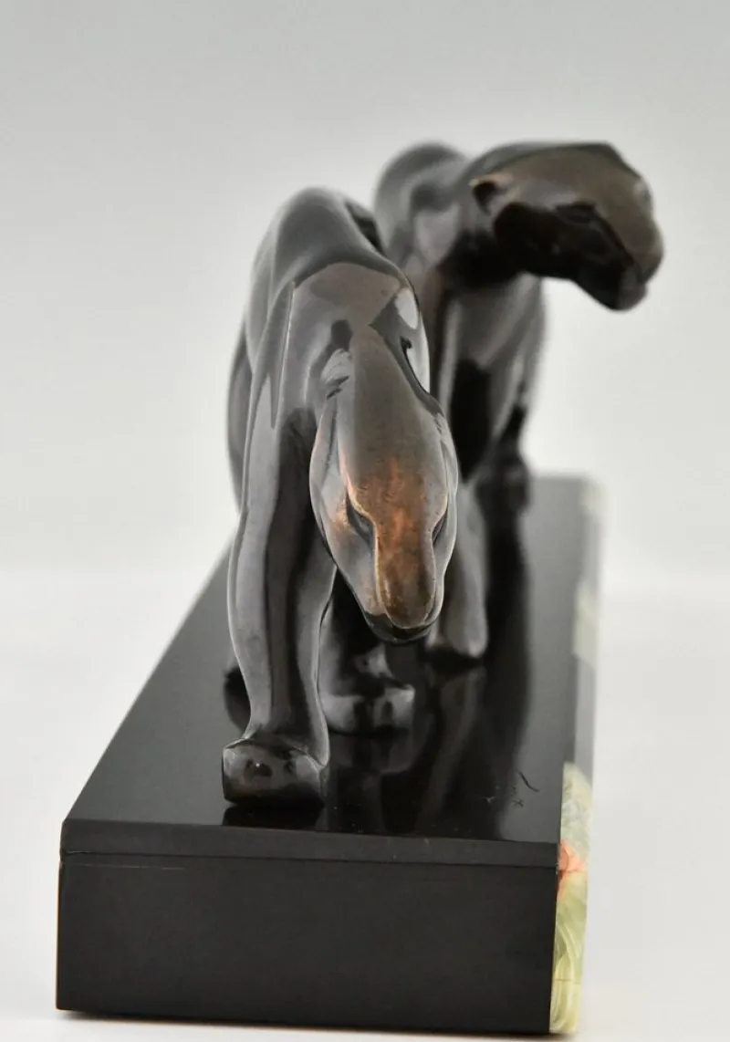 Pamono Art Deco Bronze Panther Sculpture by Michel Decoux in Bronze, 1920s> Art Deco