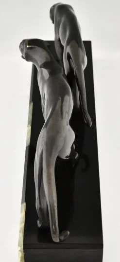 Pamono Art Deco Bronze Panther Sculpture by Michel Decoux in Bronze, 1920s><noscript><img width=