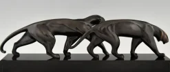 Pamono Art Deco Bronze Panther Sculpture by Michel Decoux in Bronze, 1920s><noscript><img width=