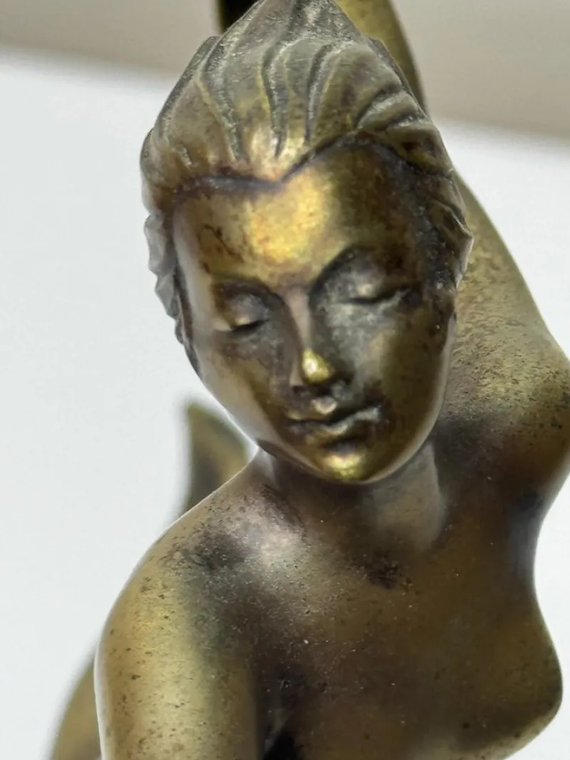 Pamono Art Deco Bronze Sculpture Dancing Graceful Lady on Onyx Plinth by Josef Lorenz, 1925> Art Deco|Sculpture