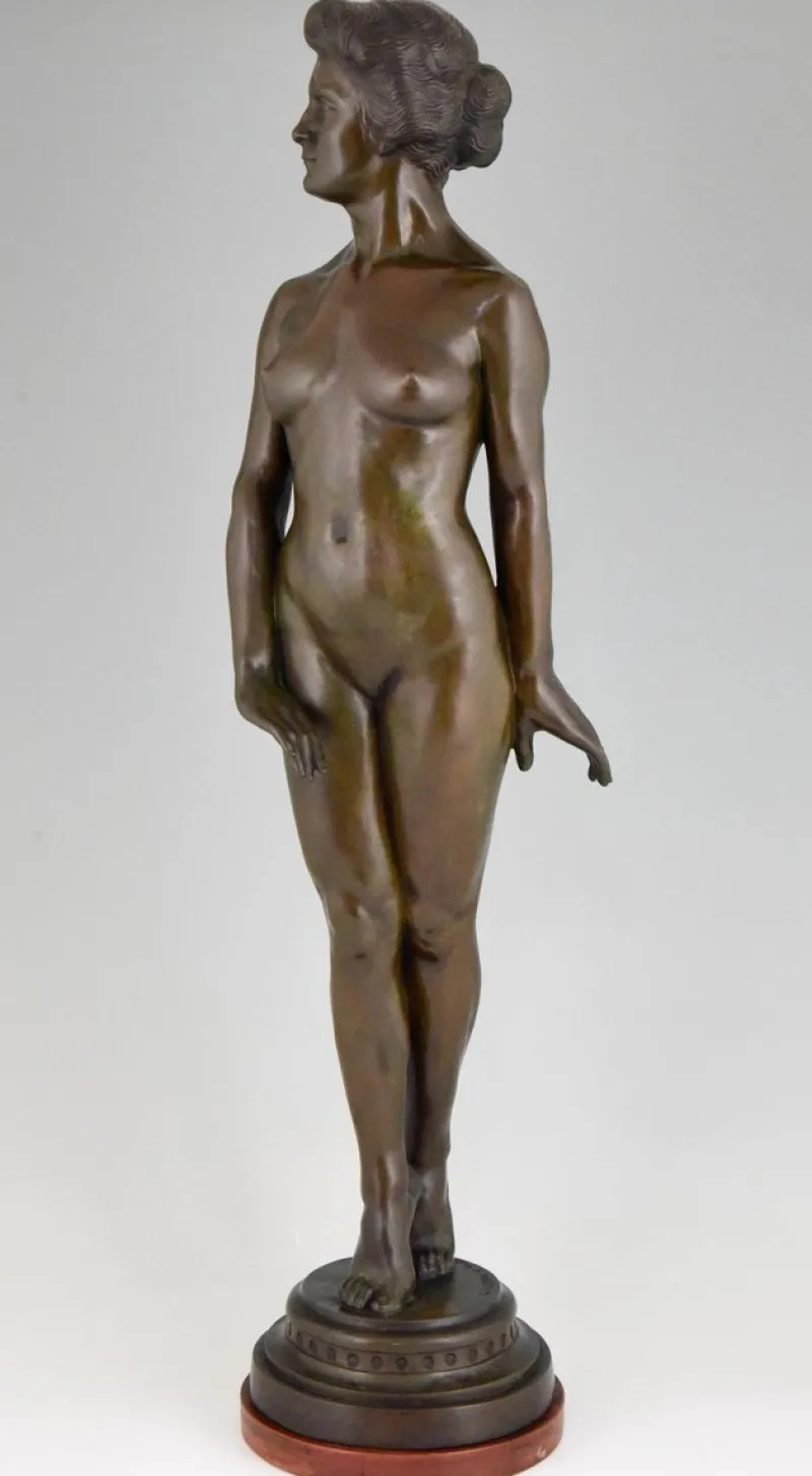 Hot Pamono Art Deco Bronze Sculpture of a Standing Nude by Wilhelm Oskar Prack, 1930s