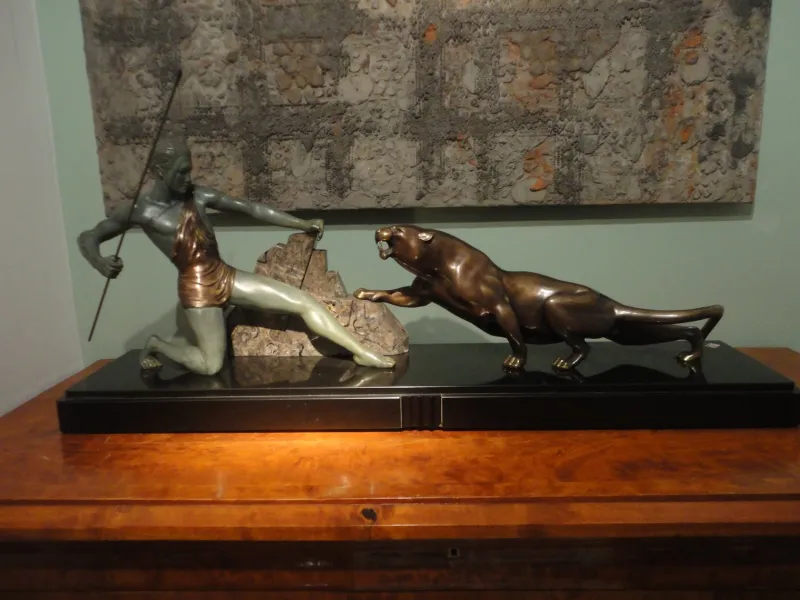 Pamono Art Deco Bronze Sculpture by Brault, 1920s> Art Deco