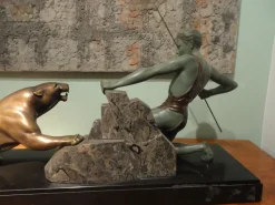 Pamono Art Deco Bronze Sculpture by Brault, 1920s><noscript><img width=
