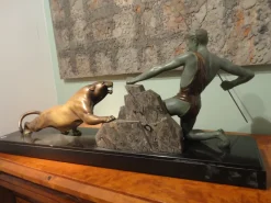 Pamono Art Deco Bronze Sculpture by Brault, 1920s><noscript><img width=