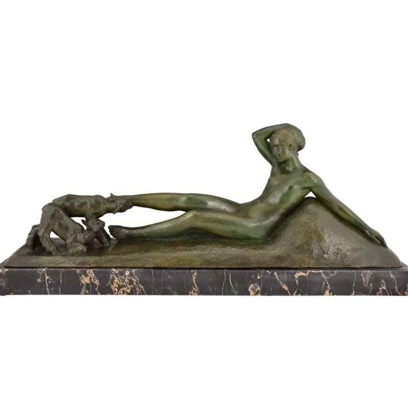 Pamono Art Deco Bronze Sculpture by Georges Gori for La Pointe Editeur, 1930s> Art Deco