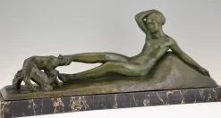 Pamono Art Deco Bronze Sculpture by Georges Gori for La Pointe Editeur, 1930s> Art Deco