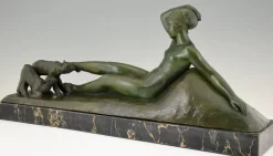 Pamono Art Deco Bronze Sculpture by Georges Gori for La Pointe Editeur, 1930s><noscript><img width=