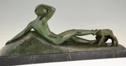 Pamono Art Deco Bronze Sculpture by Georges Gori for La Pointe Editeur, 1930s><noscript><img width=