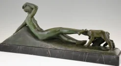 Pamono Art Deco Bronze Sculpture by Georges Gori for La Pointe Editeur, 1930s><noscript><img width=