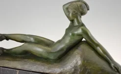 Pamono Art Deco Bronze Sculpture by Georges Gori for La Pointe Editeur, 1930s><noscript><img width=
