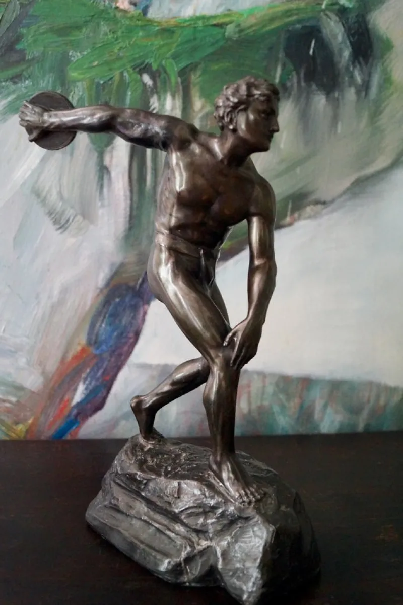 Pamono Art Deco Bronze Statues, Germany, 1930s, Set of 2> Art Deco|Sculpture