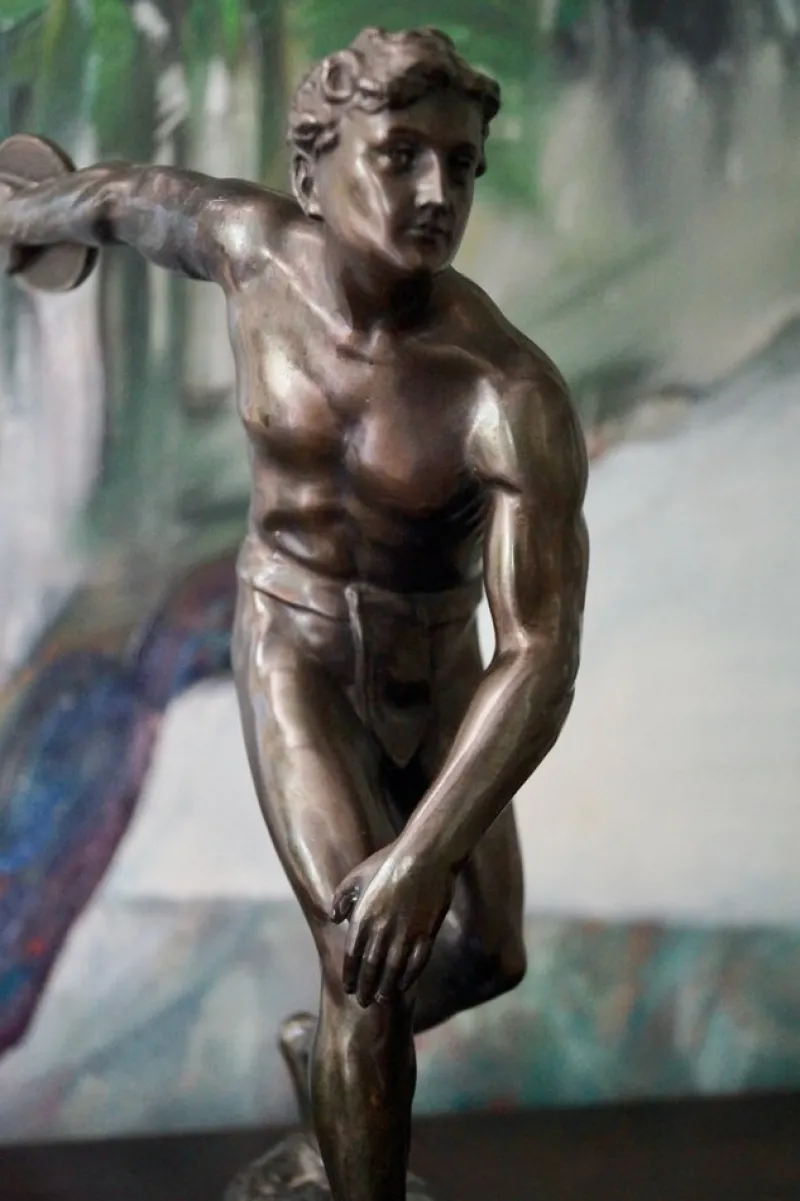 Pamono Art Deco Bronze Statues, Germany, 1930s, Set of 2> Art Deco|Sculpture