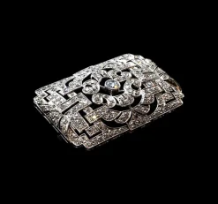Pamono Art Deco Brooch in Platinum 950 with Diamonds, 1930s><noscript><img width=