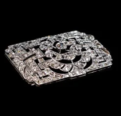 Pamono Art Deco Brooch in Platinum 950 with Diamonds, 1930s><noscript><img width=