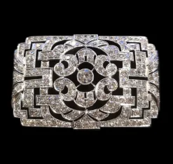 Pamono Art Deco Brooch in Platinum 950 with Diamonds, 1930s><noscript><img width=