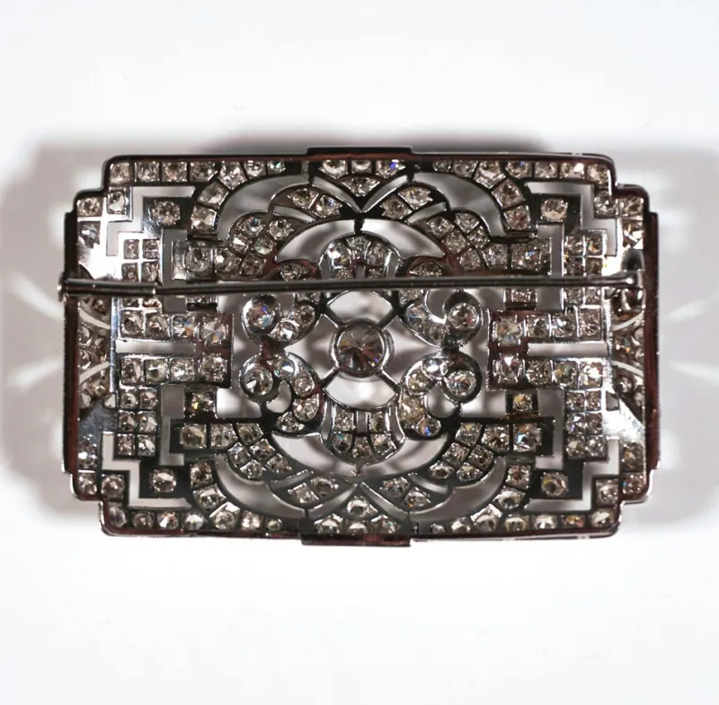 Pamono Art Deco Brooch in Platinum 950 with Diamonds, 1930s> Brooches