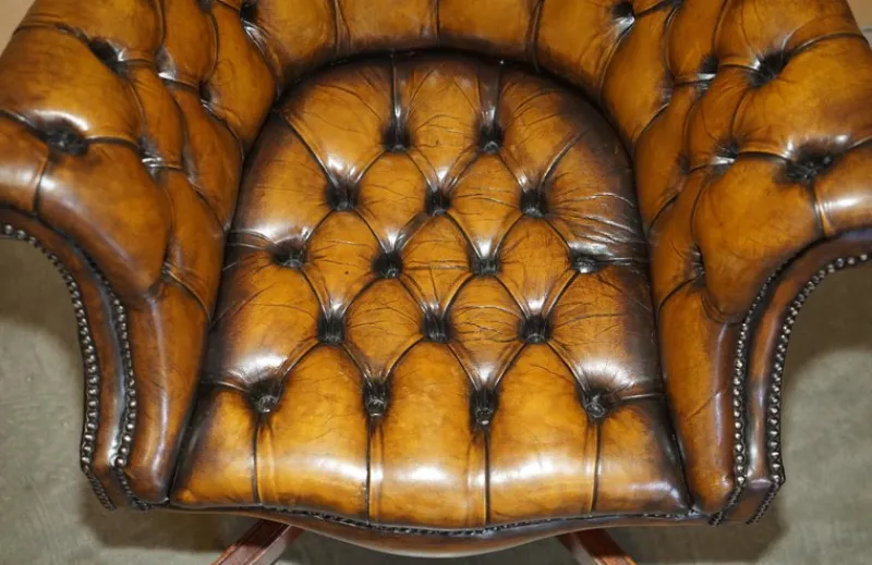 Clearance Pamono Art Deco Brown Leather Chesterfield Chair, 1920s