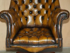 Clearance Pamono Art Deco Brown Leather Chesterfield Chair, 1920s