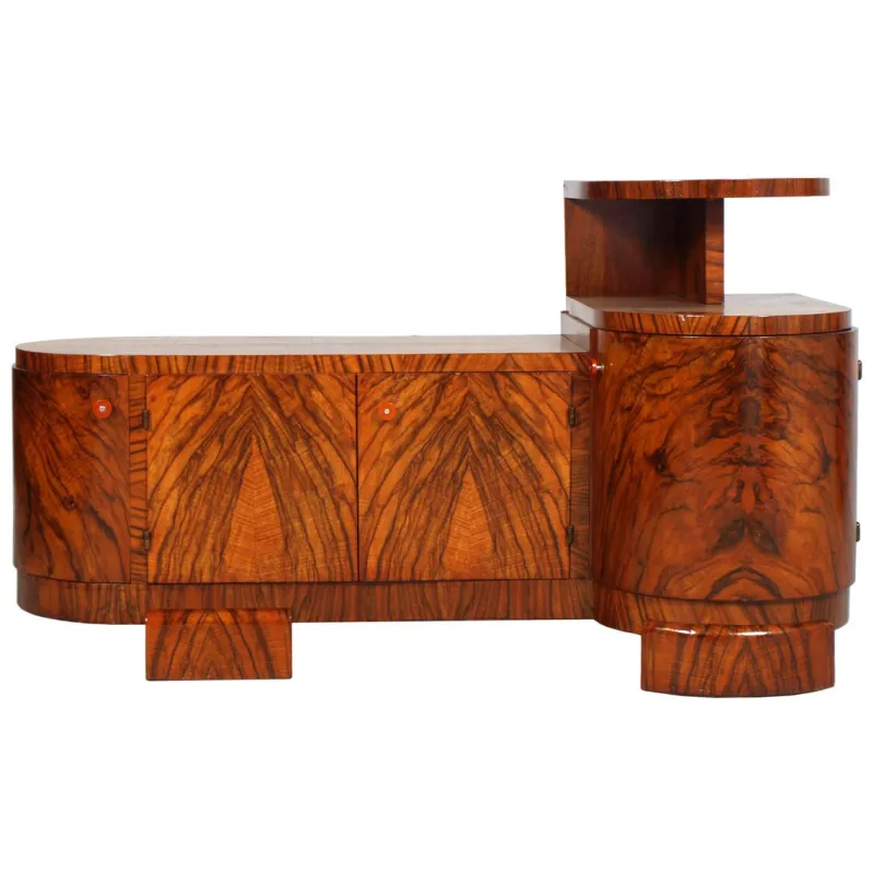 Pamono Art Deco Burl Walnut Sculptural Entry Cabinet by Osvaldo Borsani, 1930s> Dressing Tables