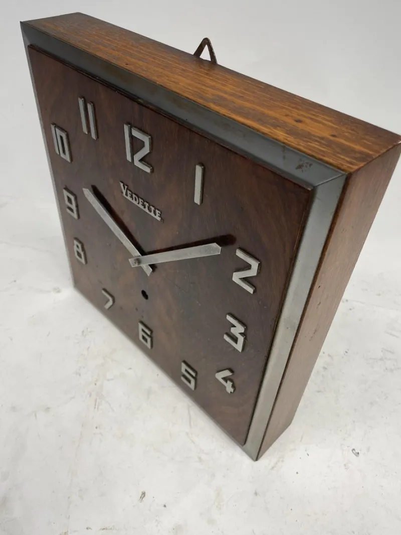 Pamono Art Deco Burl Walnut Vedette Wall Clock, 1930s> Clocks