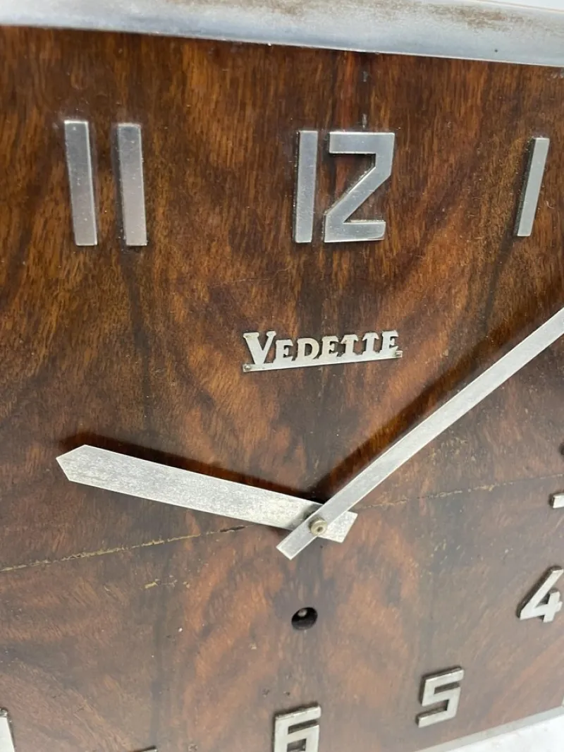Pamono Art Deco Burl Walnut Vedette Wall Clock, 1930s> Clocks