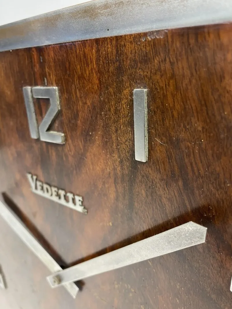 Pamono Art Deco Burl Walnut Vedette Wall Clock, 1930s> Clocks