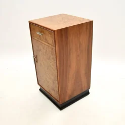 Pamono Art Deco Burr Elm and Walnut Bedside Cabinet, 1930s