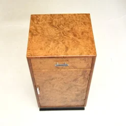 Pamono Art Deco Burr Elm and Walnut Bedside Cabinet, 1930s