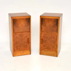 Outlet Pamono Art Deco Burr Walnut Bedside Cabinets, 1930s, Set of 2