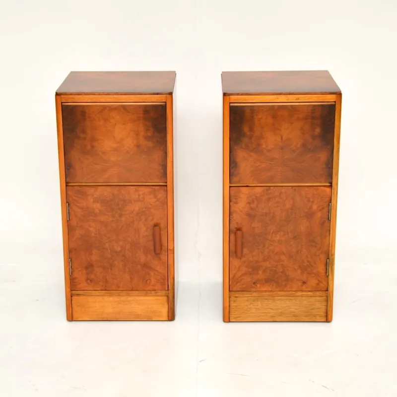 Outlet Pamono Art Deco Burr Walnut Bedside Cabinets, 1930s, Set of 2