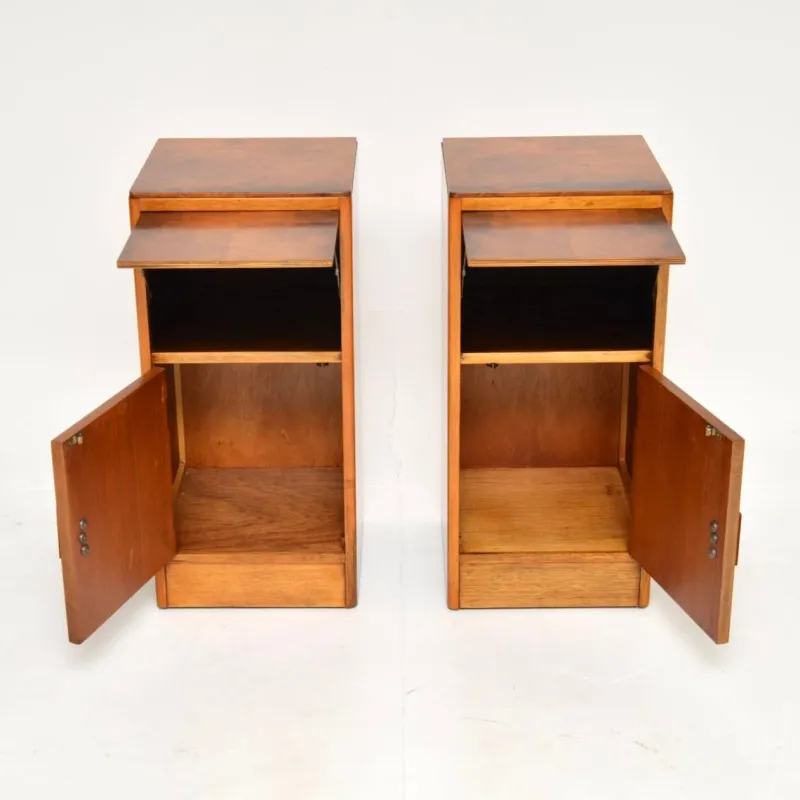Outlet Pamono Art Deco Burr Walnut Bedside Cabinets, 1930s, Set of 2
