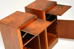 Outlet Pamono Art Deco Burr Walnut Bedside Cabinets, 1930s, Set of 2